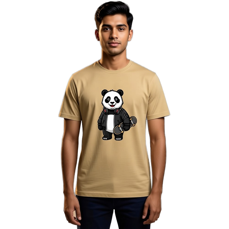 Panda Roll Unisex Classic Crew T-Shirt — Beige