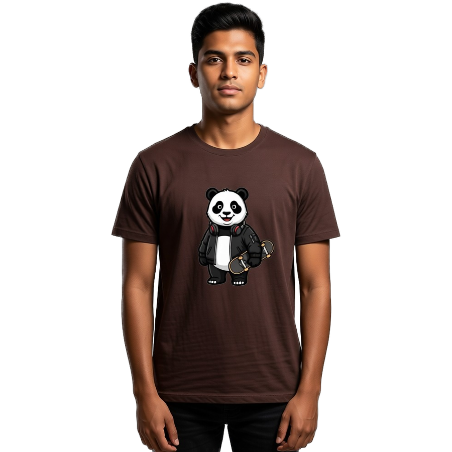 Panda Roll Unisex Classic Crew T-Shirt — Coffee Brown