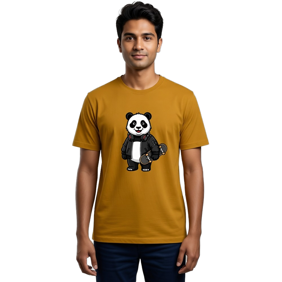 Panda Roll Unisex Classic Crew T-Shirt — Mustard Yellow