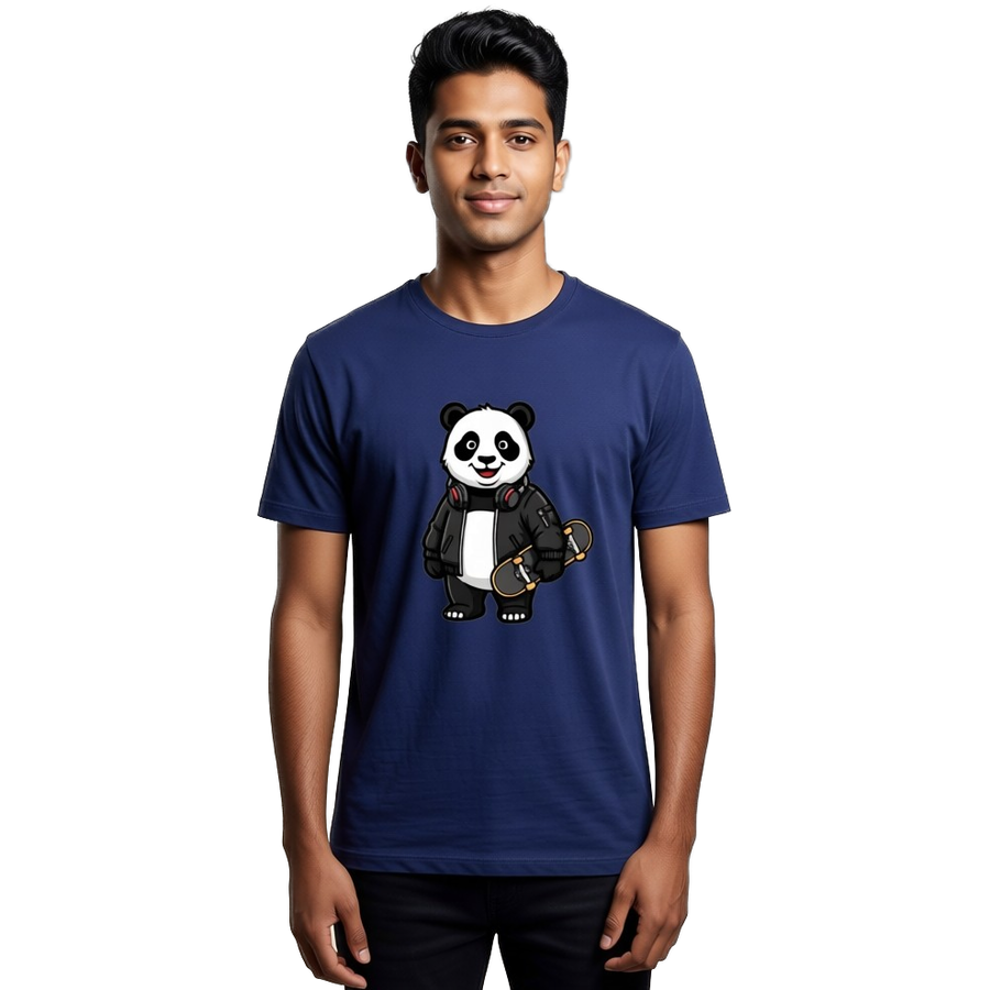 Panda Roll Unisex Classic Crew T-Shirt — Navy Blue